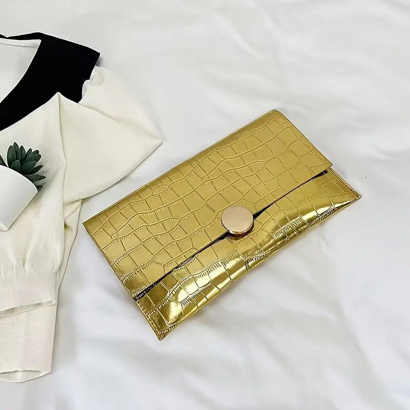 Croc Embossed Clutch – Stylish and Elegant Evening Bag for Women