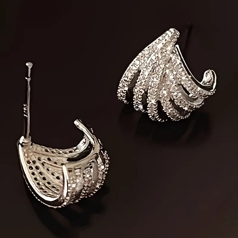 Elegant Zirconia Stud Earrings for Women - Dazzling Claw-Set Jewelry for Daily Wear, Parties, and Banquets