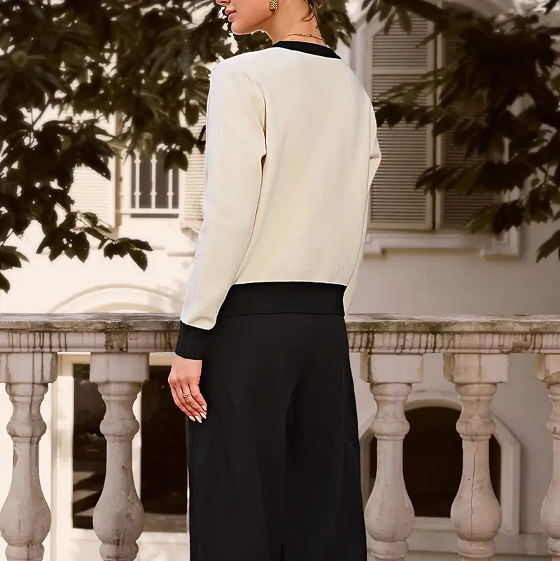 Elegant Women’s Long Sleeve Knit Cardigan - Solid Color Button-Up for Autumn and Spring