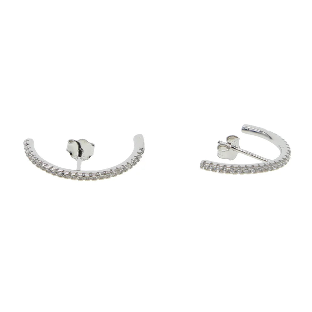 Fashion Charm CZ Crystal Earrings - Geometric Long Bar Rhinestone Earrings in 925 Silver for Women