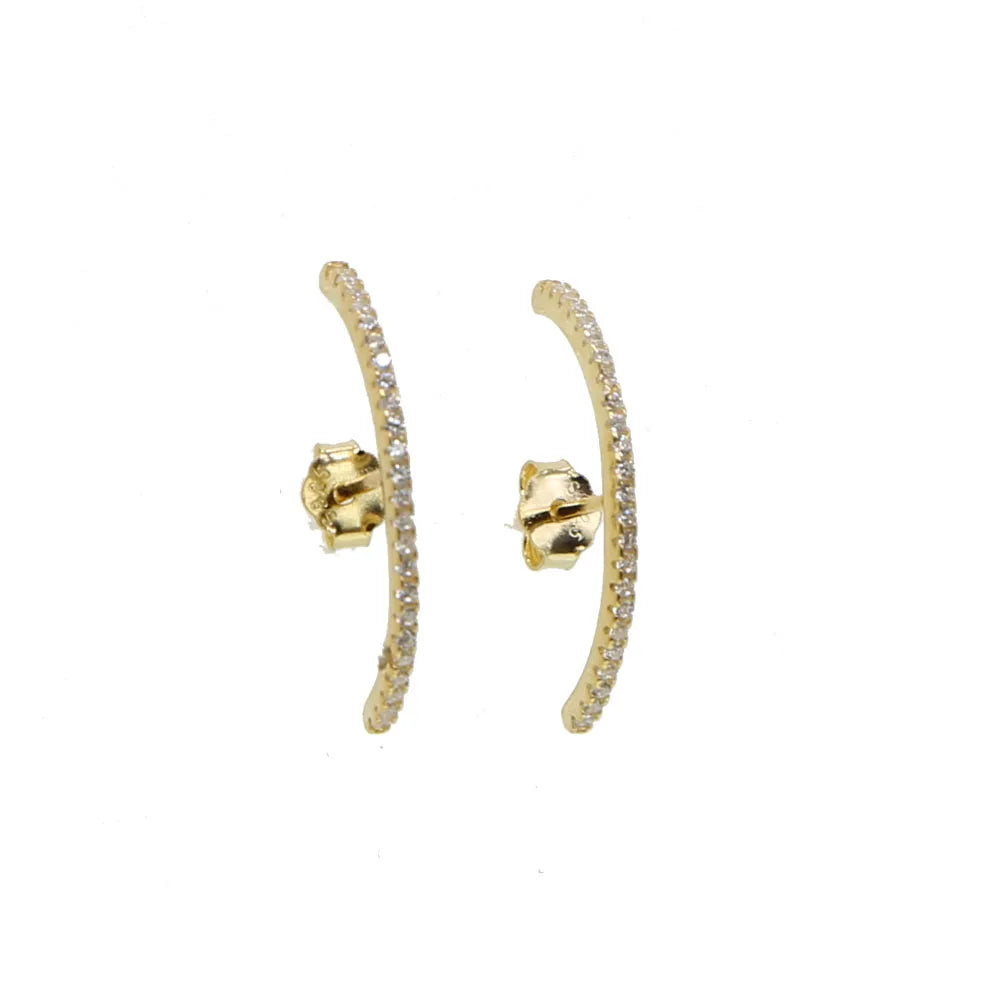 Fashion Charm CZ Crystal Earrings - Geometric Long Bar Rhinestone Earrings in 925 Silver for Women