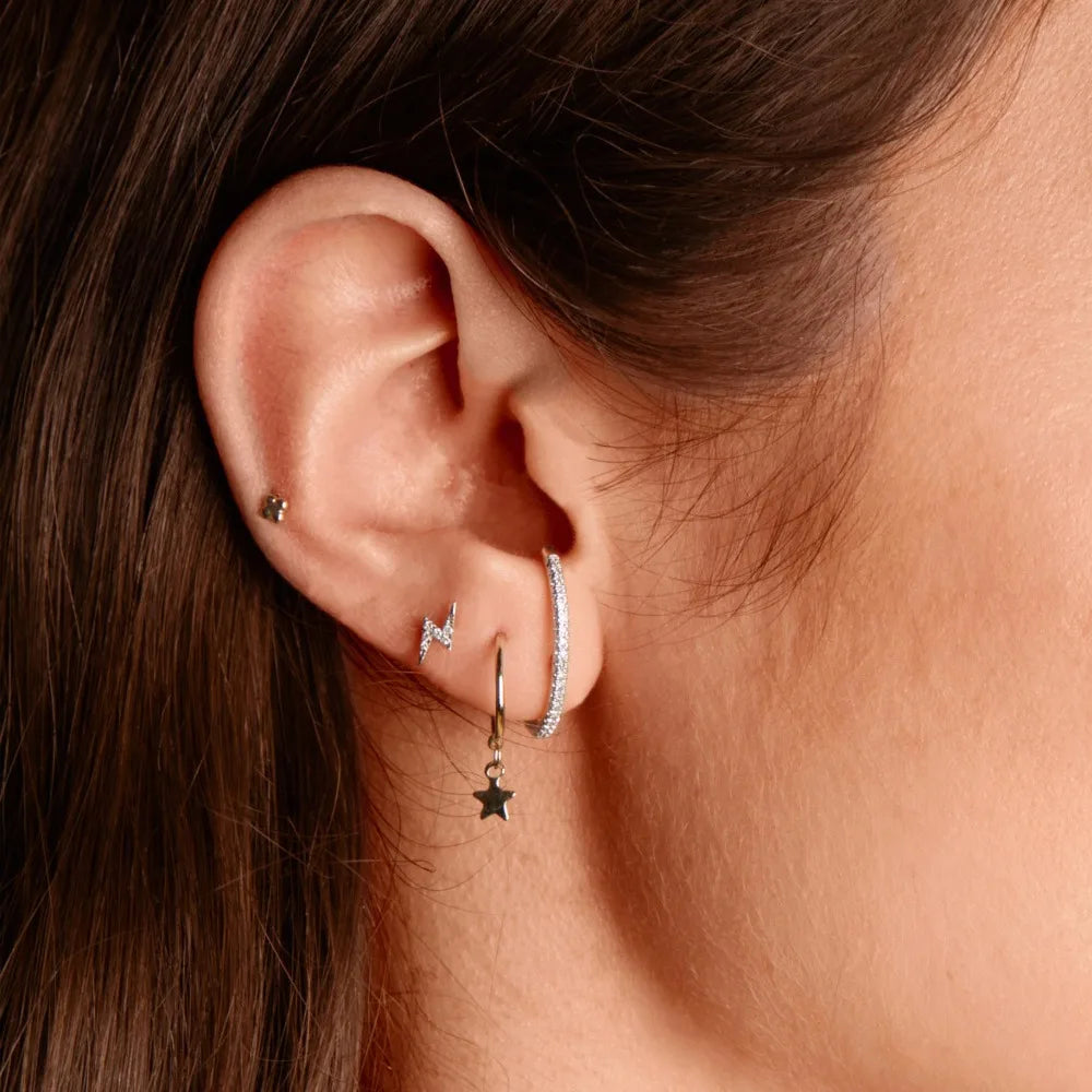 Fashion Charm CZ Crystal Earrings - Geometric Long Bar Rhinestone Earrings in 925 Silver for Women