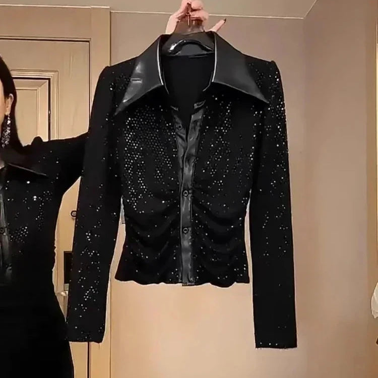 Elegant Black Sequin Shirt – Glamorous Sparkling Top for Parties and Night Outs