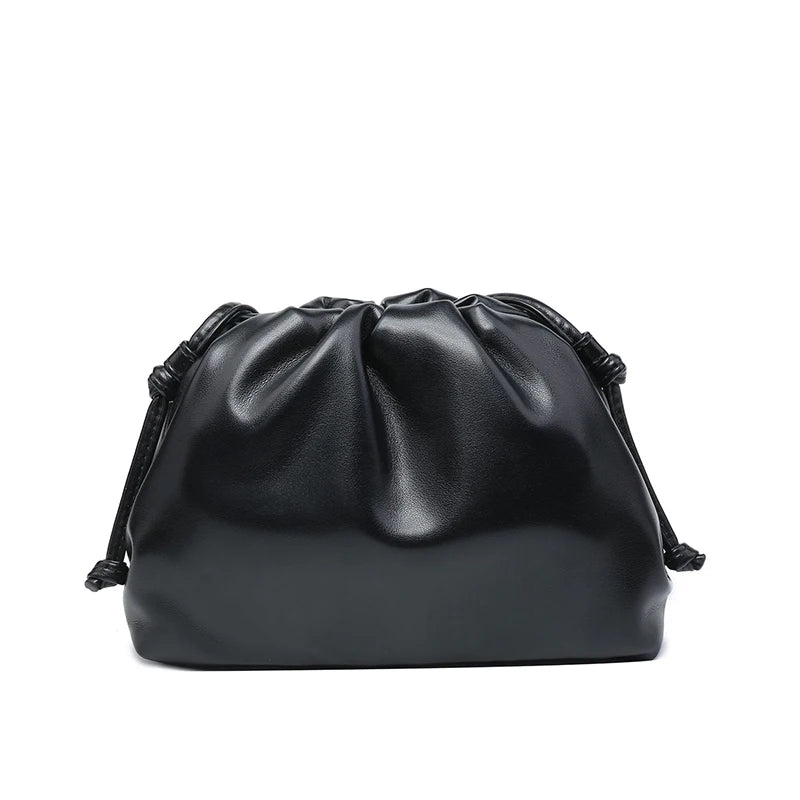 Women's PU Leather Cloud Bag - Ruched Dumpling Small Crossbody Clutch for Parties, Weddings, and Chic Style