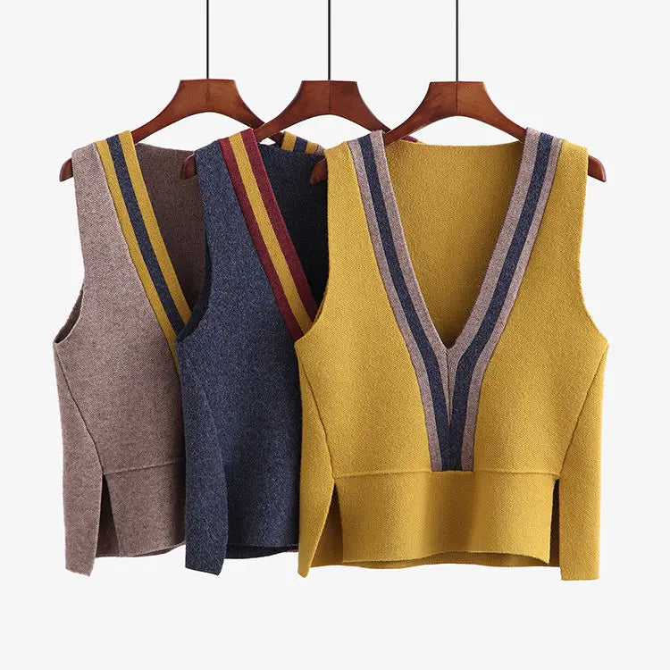 Knitted V-Neck Vest for Women