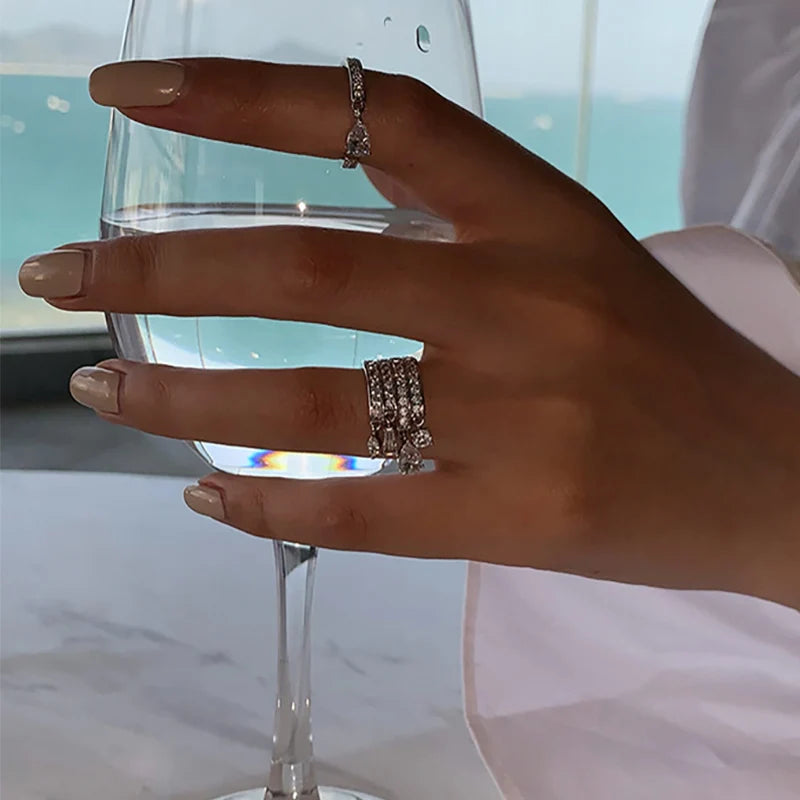 Zircon Silver Cuff Ring