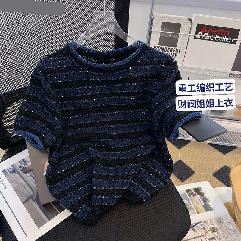 Striped Knit T-Shirt for Women
