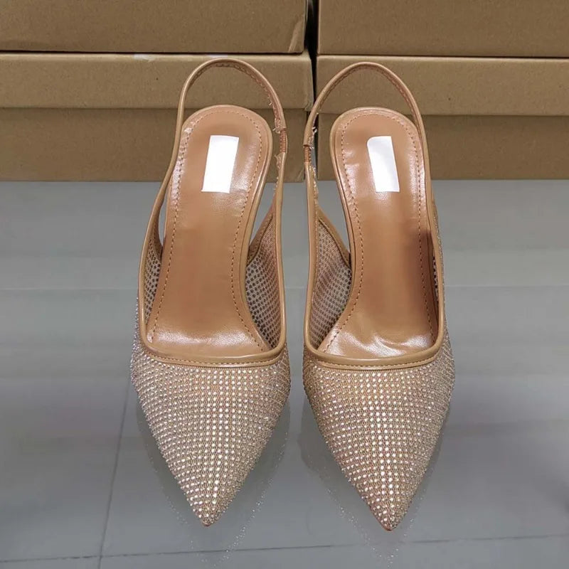 Diamond Slingback Heeled Sandals – Elegant Sparkling High Heels for Special Occasions
