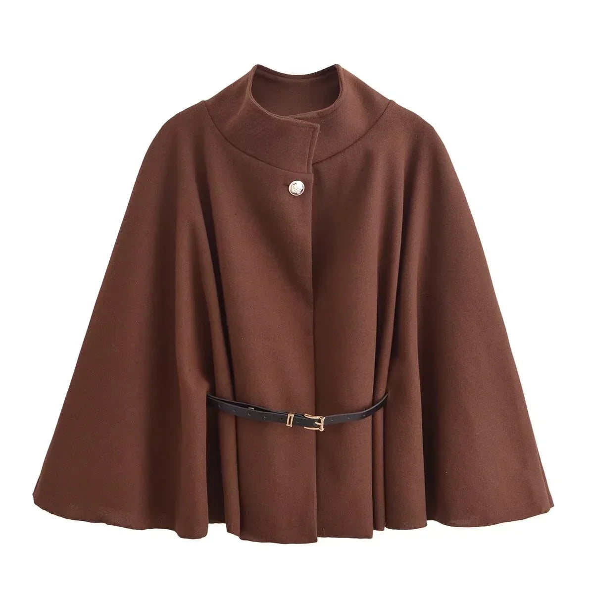 Chic Turtleneck Bat Sleeve Coat – Elegant Oversized Women’s Coat for Fall and Winter