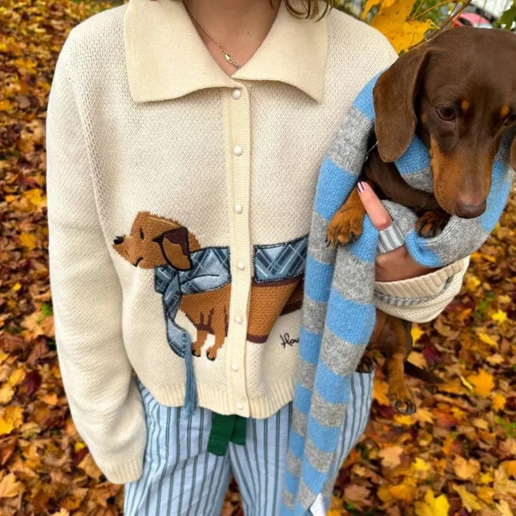 Puppy Knit Cardigan with adorable design