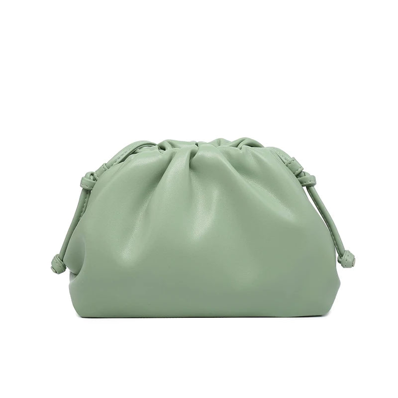 Women's PU Leather Cloud Bag - Ruched Dumpling Small Crossbody Clutch for Parties, Weddings, and Chic Style
