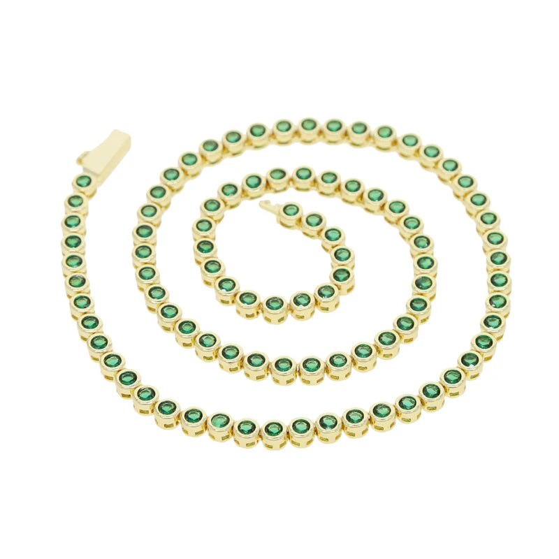Geometric CZ Tennis Necklace – Elegant Jewelry with Cubic Zirconia Stones