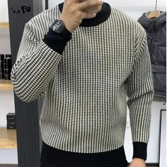 Men's Plaid Knit Sweater – Warm, Stylish, and Comfortable Pullover