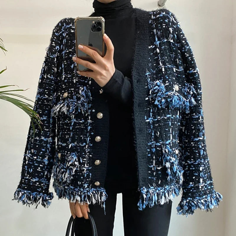 Vintage V-Neck Fringe Cardigan