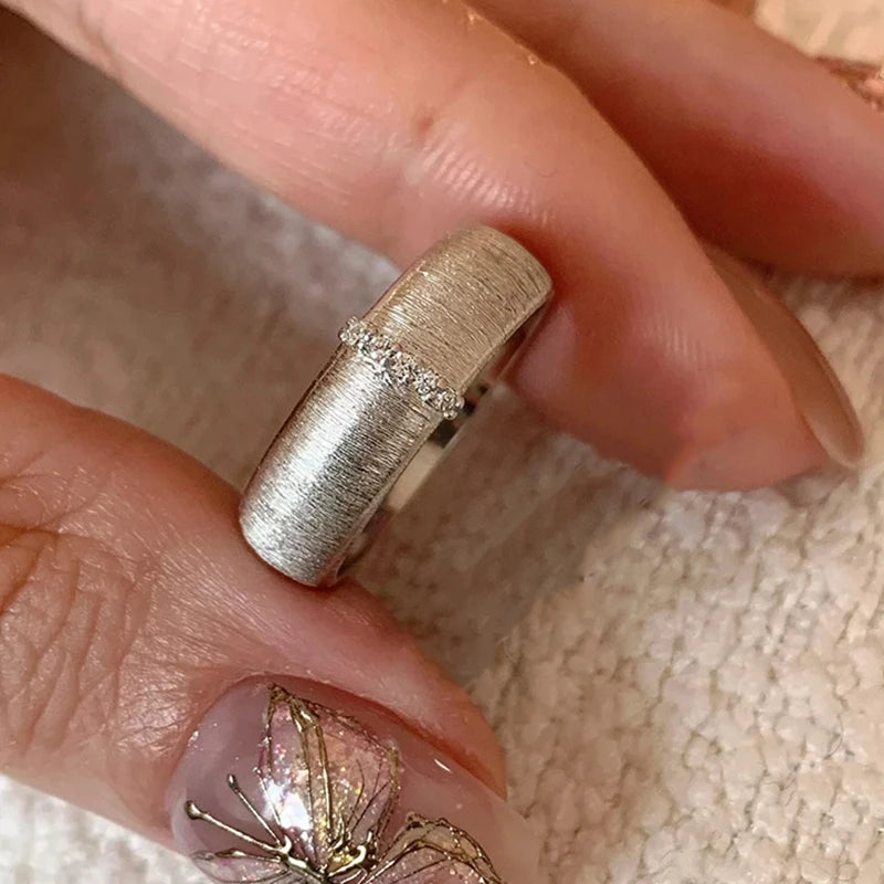 Gold Matte Zircon Ring – Elegant Women's Statement Ring