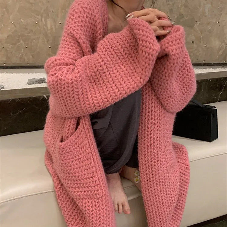 Women's Candy Color Cardigan - Vibrant and Cozy Knit Sweater