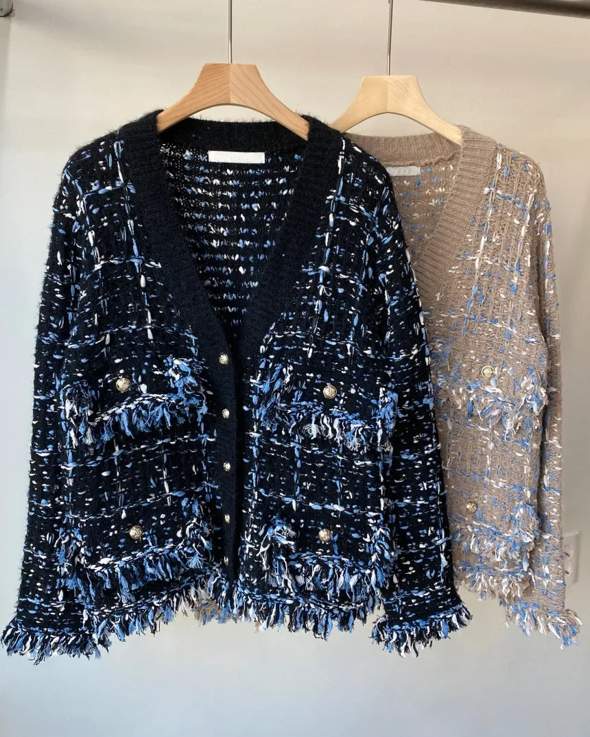 Vintage V-Neck Fringe Cardigan