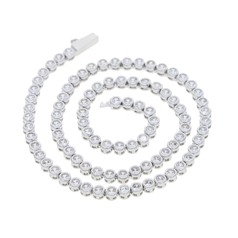 Geometric CZ Tennis Necklace – Elegant Jewelry with Cubic Zirconia Stones