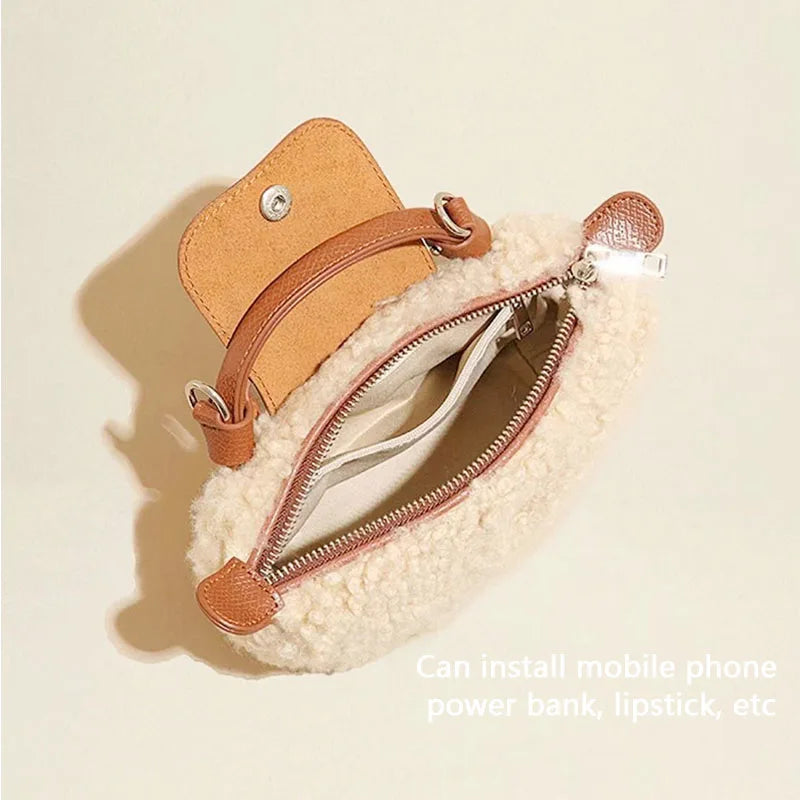 Wool Leather Dumpling Bag