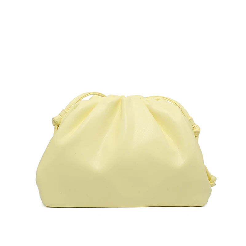 Women's PU Leather Cloud Bag - Ruched Dumpling Small Crossbody Clutch for Parties, Weddings, and Chic Style