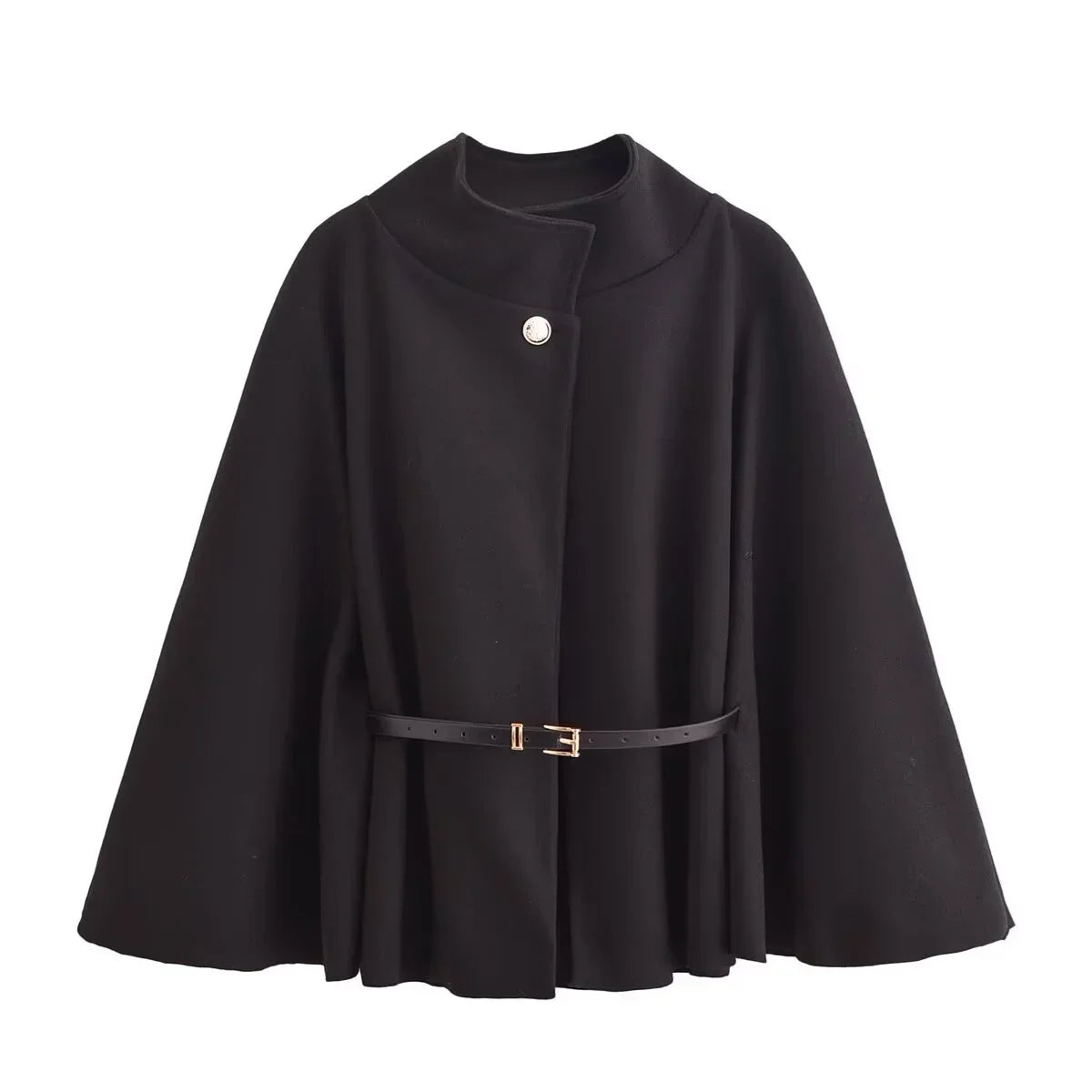 Chic Turtleneck Bat Sleeve Coat – Elegant Oversized Women’s Coat for Fall and Winter