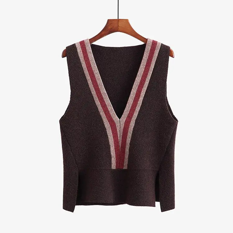 Knitted V-Neck Vest for Women