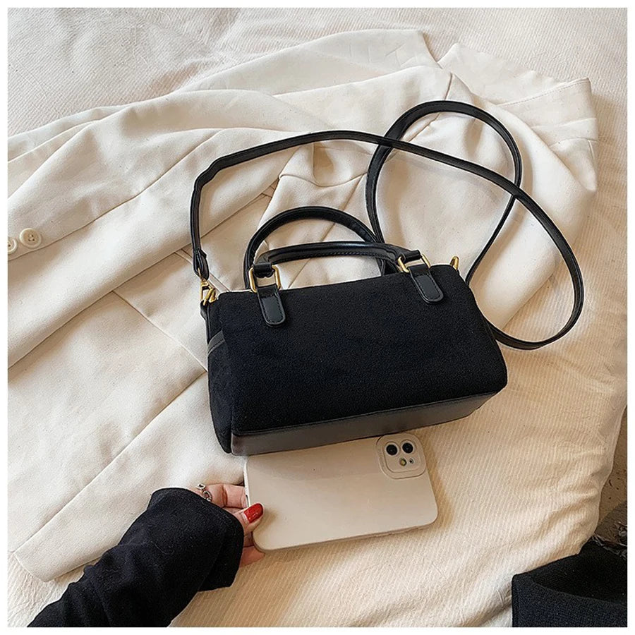 Trendy Faux Suede Shoulder Bag – Soft, Stylish Women’s Crossbody Purse