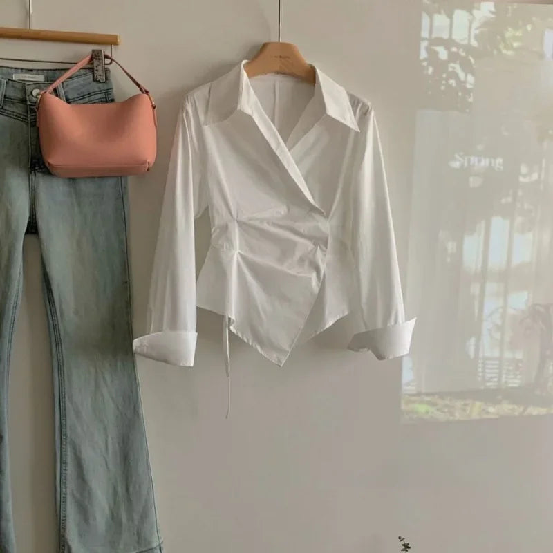 Irregular Waist Slim Shirt for Women
