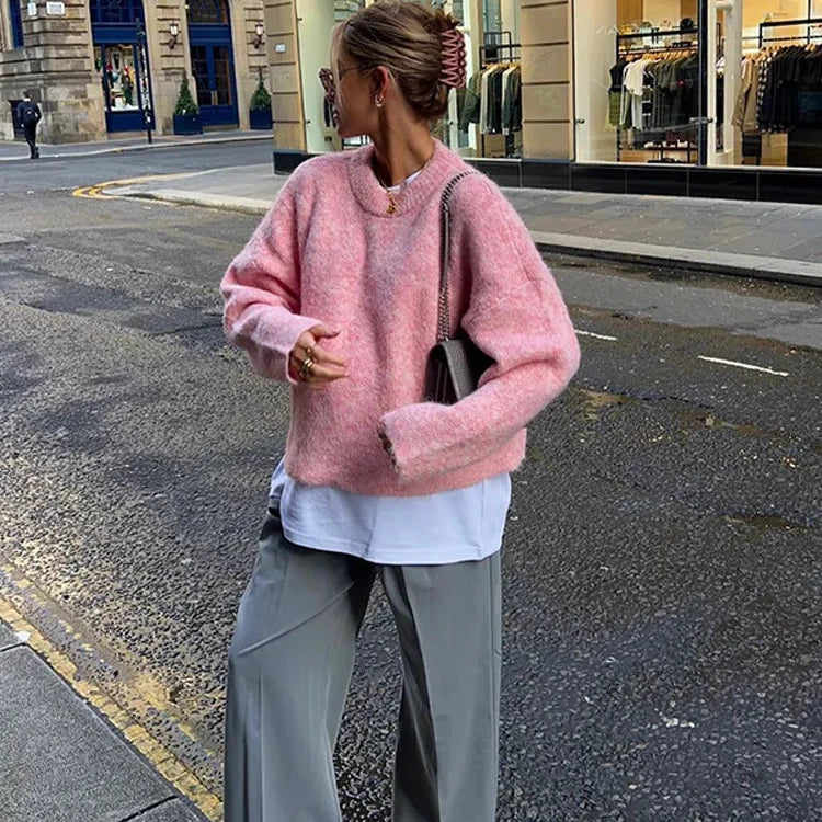 Pink Wool Cashmere Sweater for Women