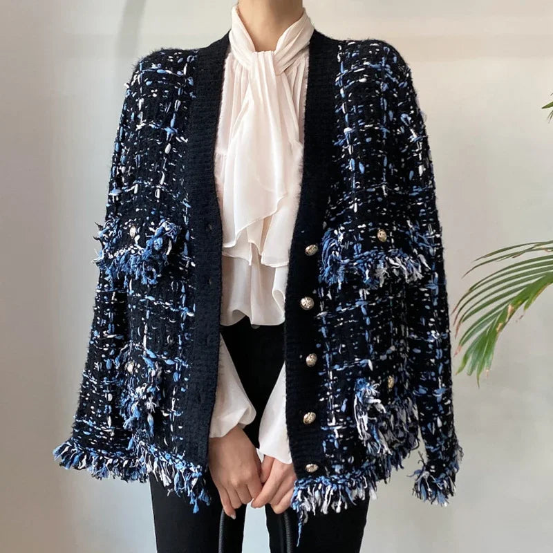 Vintage V-Neck Fringe Cardigan