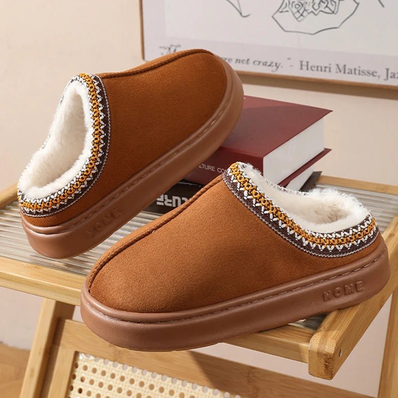 Cozy Fluffy Platform Slippers for Women with Soft Plush Fabric and Anti-Slip Sole