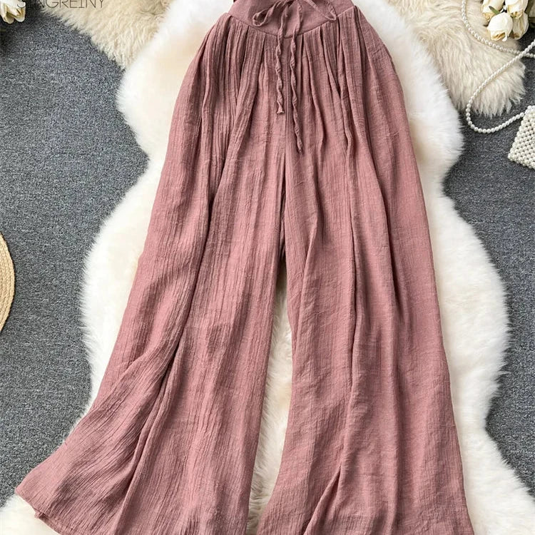 Stylish Mesh Wide-Leg Pants – Lightweight, Breathable, High-Waist Summer Trousers