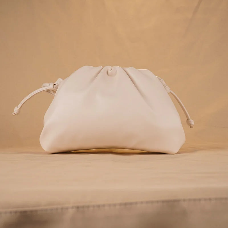 Women's PU Leather Cloud Bag - Ruched Dumpling Small Crossbody Clutch for Parties, Weddings, and Chic Style