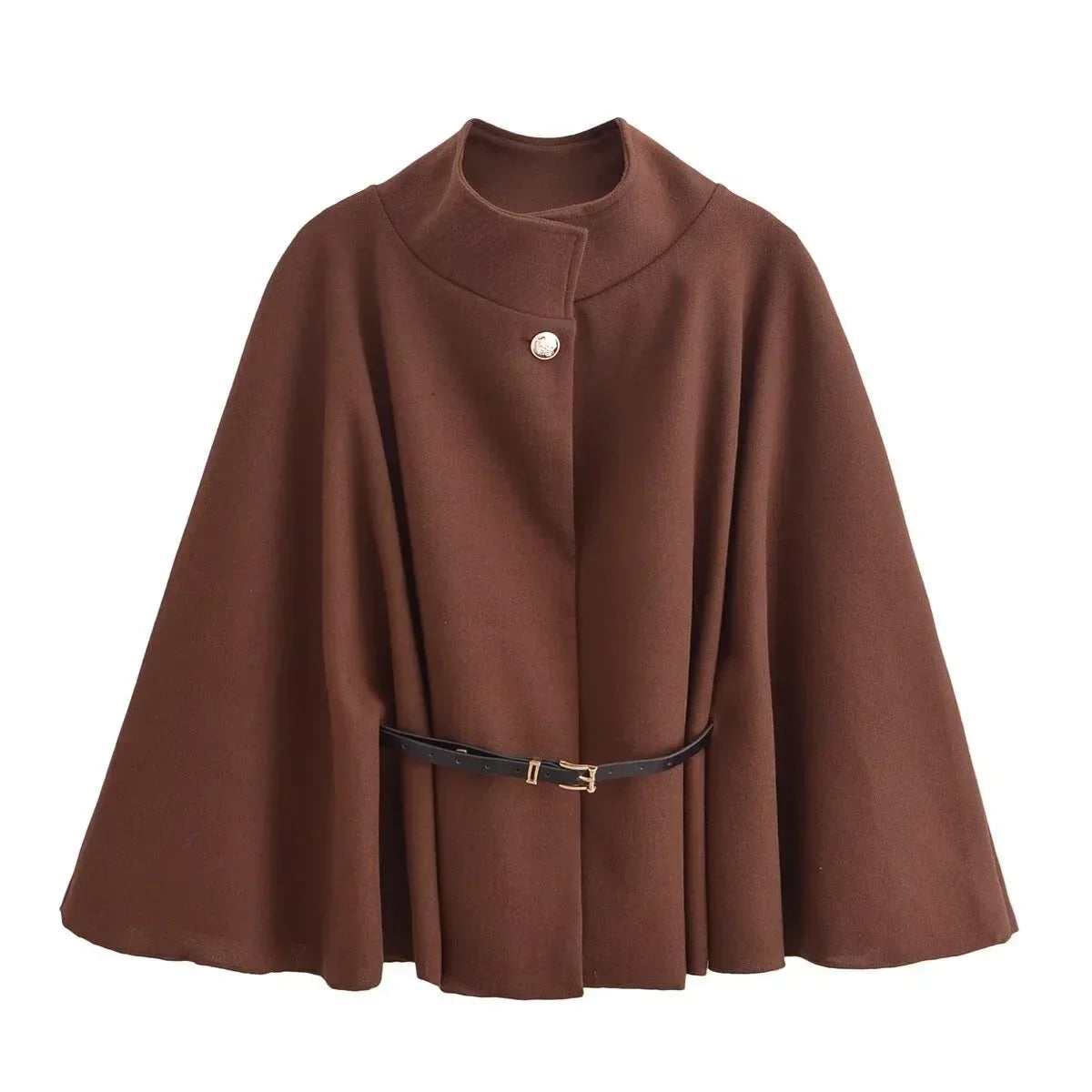 Chic Turtleneck Bat Sleeve Coat – Elegant Oversized Women’s Coat for Fall and Winter