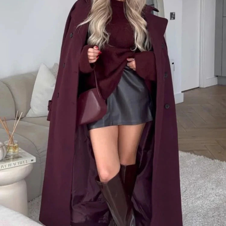 Double Breasted Wool Coat – Classic Elegant Wool Outerwear for Women