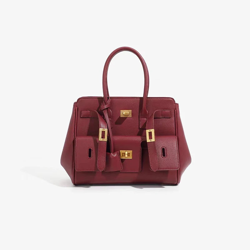 Elegant Leather Lock Tote Bag – Secure and Stylish Women’s Handbag