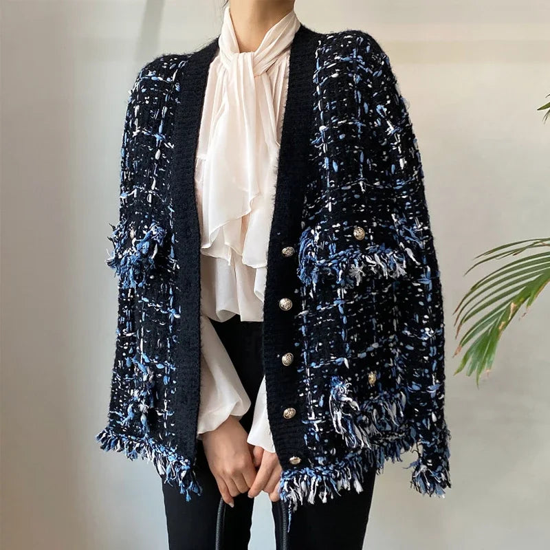 Vintage V-Neck Fringe Cardigan