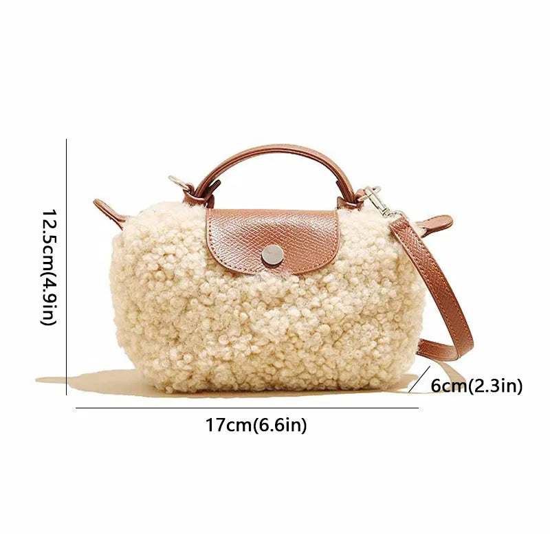 Wool Leather Dumpling Bag