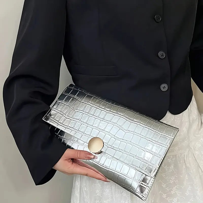 Croc Embossed Clutch – Stylish and Elegant Evening Bag for Women