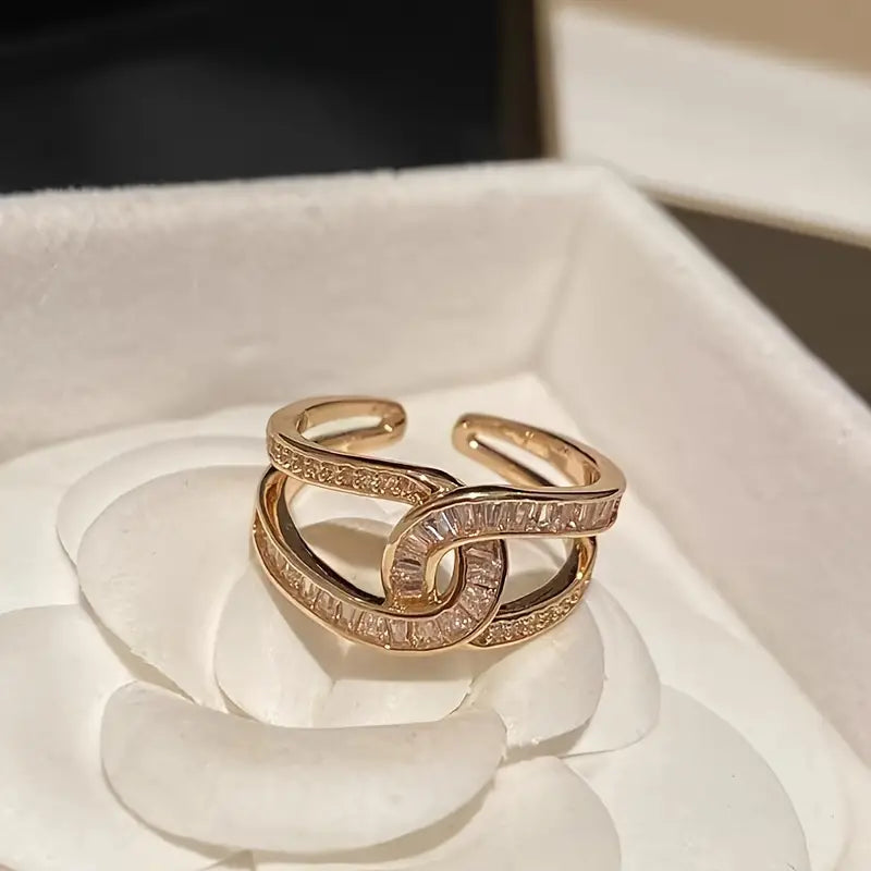 Sparkling X Cuff Ring for Women