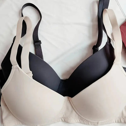 Elegant Solid Color Push-Up T-Shirt Bras with High-Support Underwire for Women - 3-Piece Set