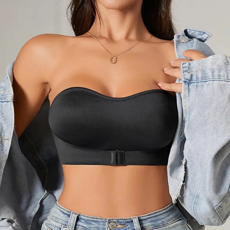 Breathable Strapless Bandeau Bra - Comfortable Women’s Seamless Strapless Bra for Everyday Wear