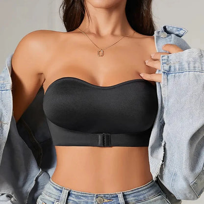 Breathable Strapless Bandeau Bra - Comfortable Women’s Seamless Strapless Bra for Everyday Wear