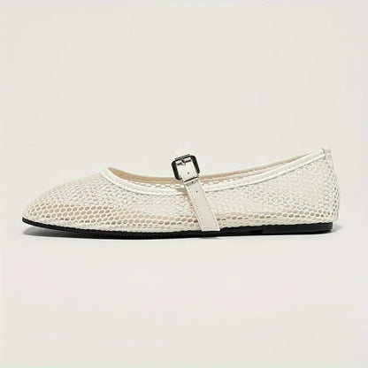 Women’s Mesh Ballet Flats - Breathable Square Toe Casual Sandals with Soft Sole for Everyday Wear