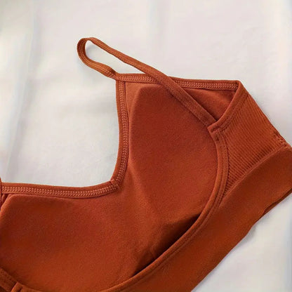 5 Sets Solid Ribbed Lingerie Set - Comfortable Women’s Cami Bra and Panties Collection