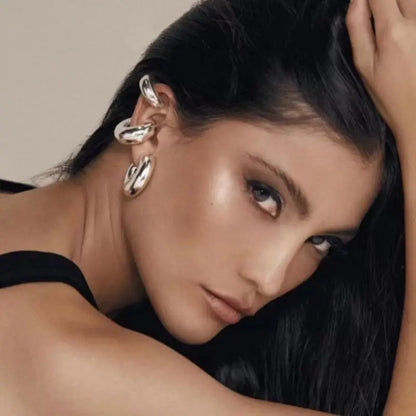 Golden Retro European C-shaped Ear Clips - Stylish Earrings for Women Without Ear Holes