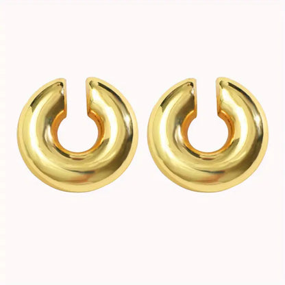 Golden Retro European C-shaped Ear Clips - Stylish Earrings for Women Without Ear Holes