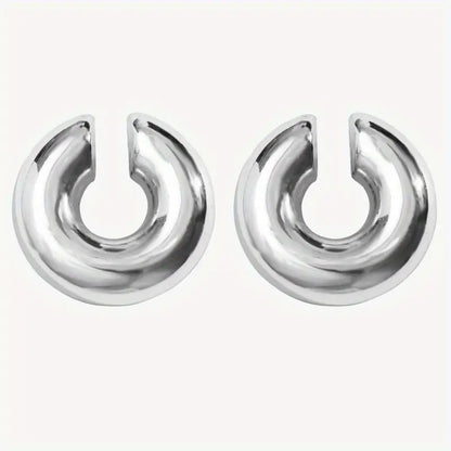 Golden Retro European C-shaped Ear Clips - Stylish Earrings for Women Without Ear Holes