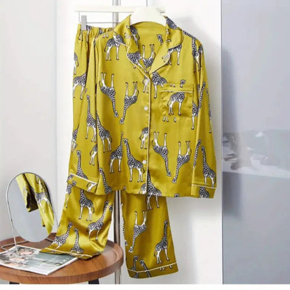 European Style Elegant Y2K Pajamas for Women - Trendy Spring & Autumn Sleepwear with Aesthetic Print