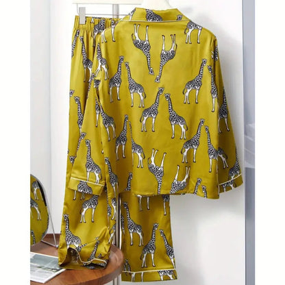 European Style Elegant Y2K Pajamas for Women - Trendy Spring & Autumn Sleepwear with Aesthetic Print